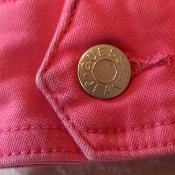 Guess Colorful Pink Denim Jacket Size XL Cotton/Spandex Blend - Picture 13 of 13